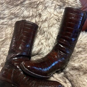 Lucchese Mahogany Full Caiman Gator western cowboy Boots